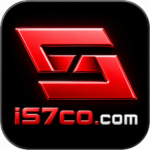 IS7 Game official app logo with modern red gaming icon on black background.